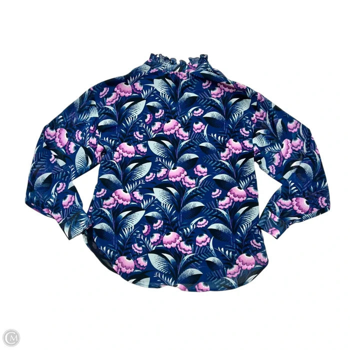 Top 3/4 Sleeve By Anthropologie In Blue & Purple, Size: Xxs