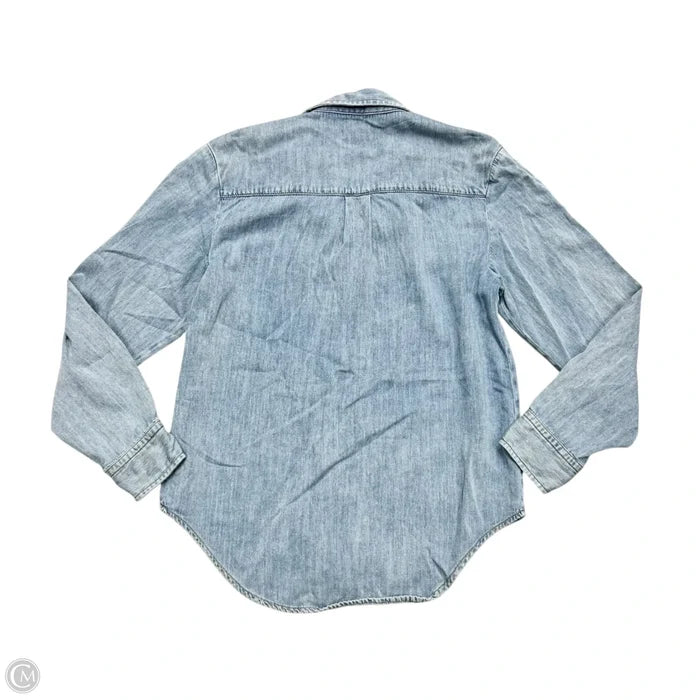 Top Long Sleeve By Good American In Blue Denim, Size: S