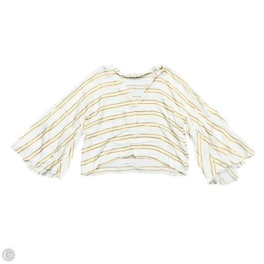 Top Long Sleeve By Guapa In White & Yellow, Size: M