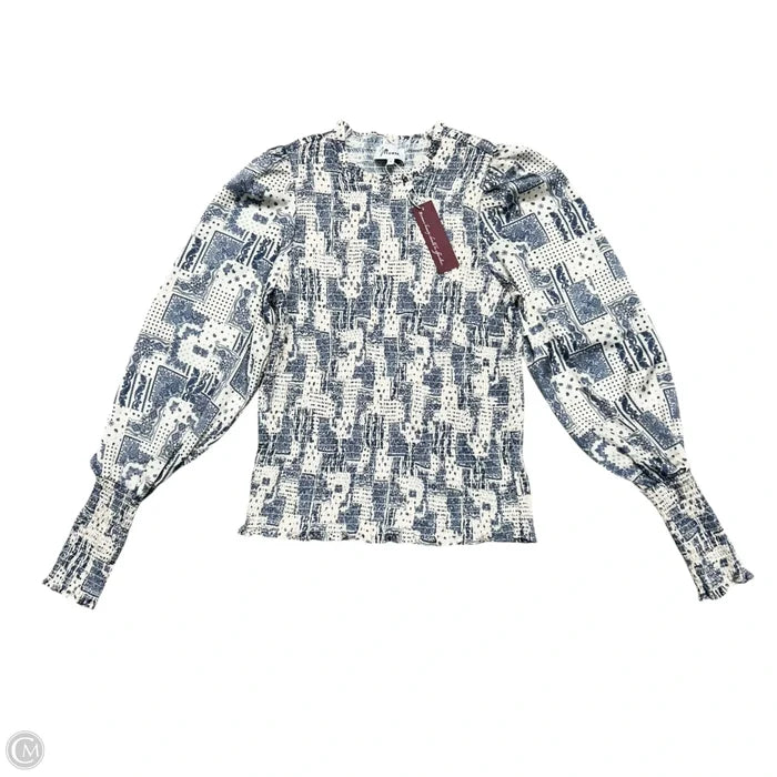 Top Long Sleeve By J Flower In Blue & Cream, Size: S