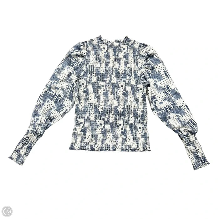 Top Long Sleeve By J Flower In Blue & Cream, Size: S