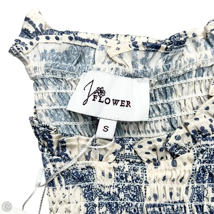 Top Long Sleeve By J Flower In Blue & Cream, Size: S
