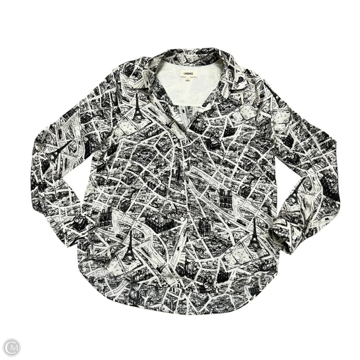 Top Long Sleeve By L Agence In Black & Ivory, Size: S