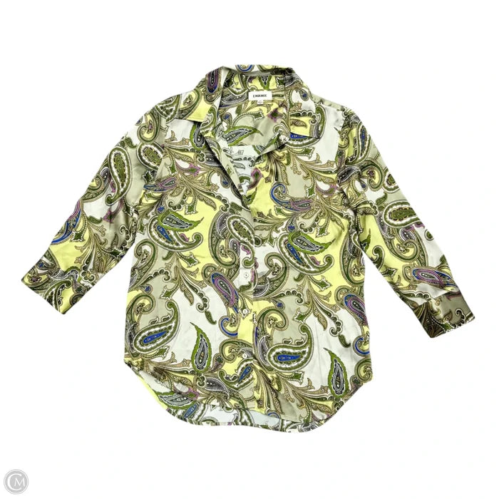 Top Long Sleeve By L Agence In Green & Purple, Size: S