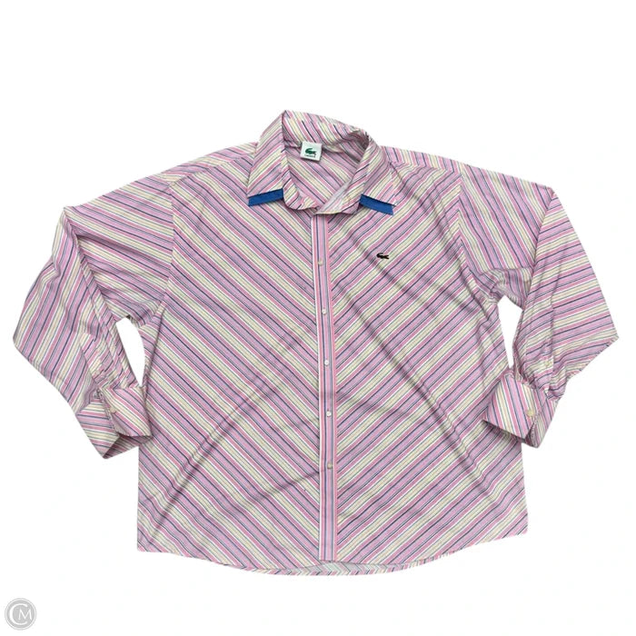 Top Long Sleeve By Lacoste In Pink & Yellow, Size: 4x