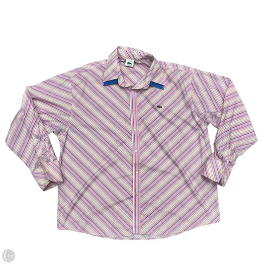 Top Long Sleeve By Lacoste In Pink & Yellow, Size: 4x