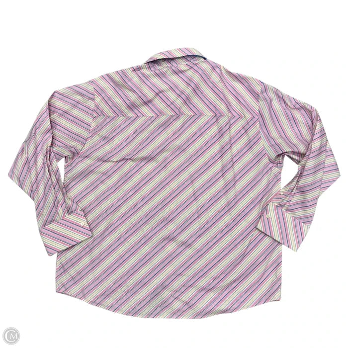 Top Long Sleeve By Lacoste In Pink & Yellow, Size: 4x