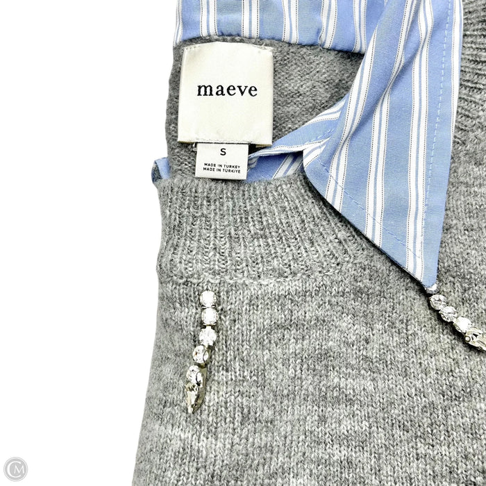 Top Long Sleeve By Maeve In Blue & Grey, Size: S