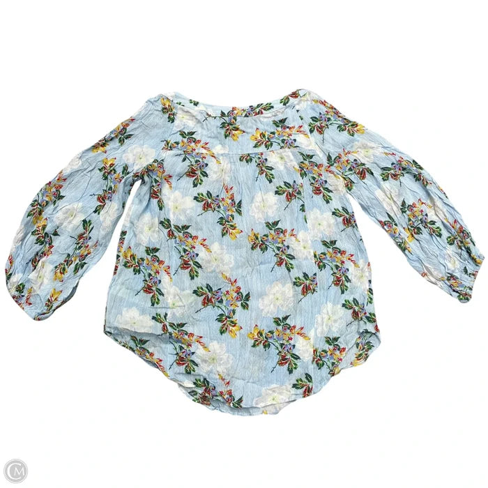 Top Long Sleeve By Maeve In Blue & Yellow, Size: S