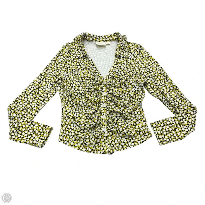 Top Long Sleeve By Maeve In White & Yellow, Size: M