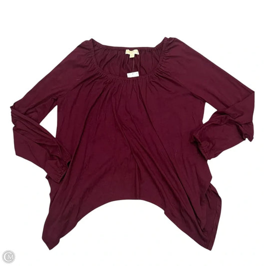 Top Long Sleeve By Michael By Michael Kors In Maroon, Size: Xxl