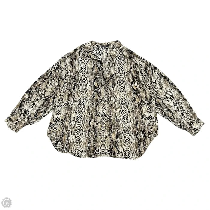 Top Long Sleeve By Not Your Daughters Jeans In Snakeskin Print, Size: 1x