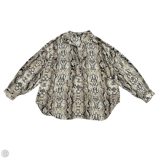 Top Long Sleeve By Not Your Daughters Jeans In Snakeskin Print, Size: 1x