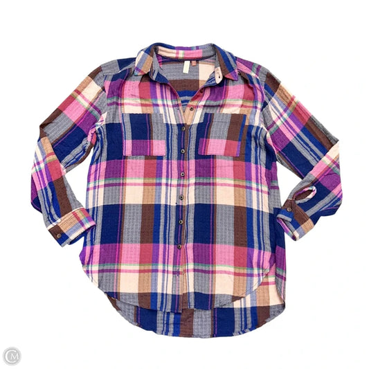 Top Long Sleeve By Pilcro In Blue & Pink, Size: Xs
