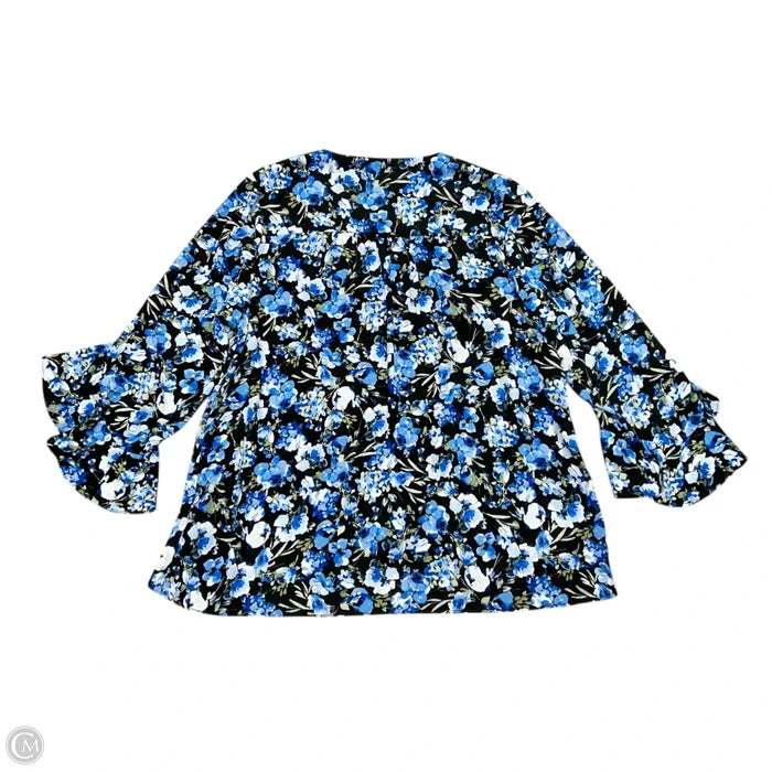 Top Long Sleeve By Vince Camuto In Black & Blue, Size: 1x
