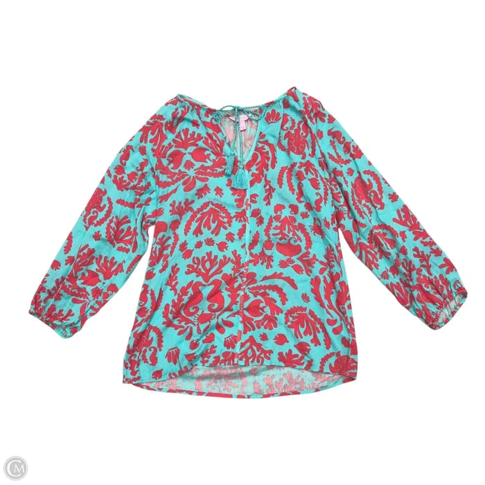 Top Long Sleeve Designer By Lilly Pulitzer In Blue & Pink, Size: S