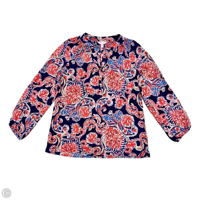 Top Long Sleeve Designer By Lilly Pulitzer In Blue & Red, Size: Xxs