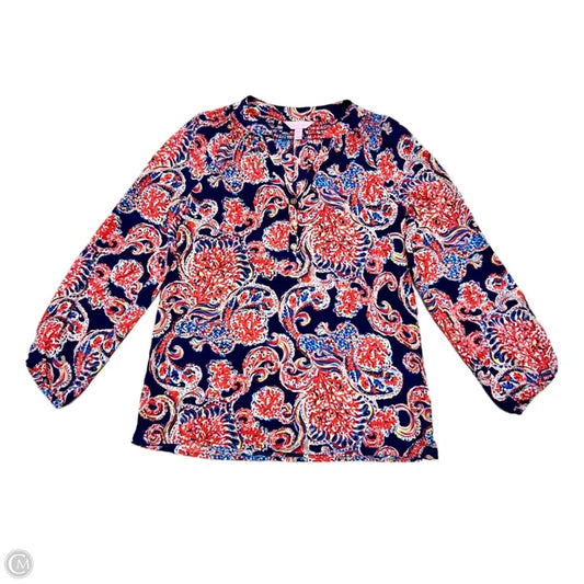Top Long Sleeve Designer By Lilly Pulitzer In Blue & Red, Size: Xxs