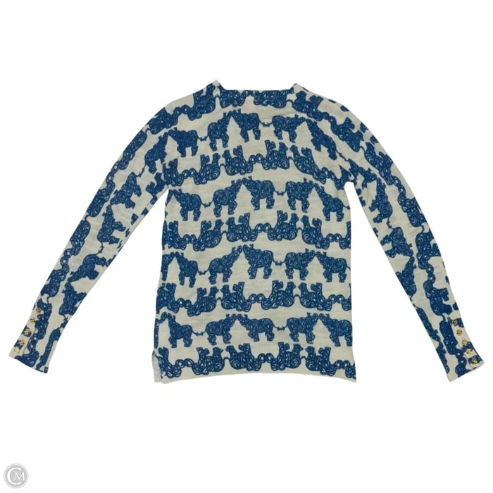 Top Long Sleeve Designer By Lilly Pulitzer In Blue & White, Size: S