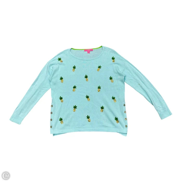 Top Long Sleeve Designer By Lilly Pulitzer In Blue & Yellow, Size: M