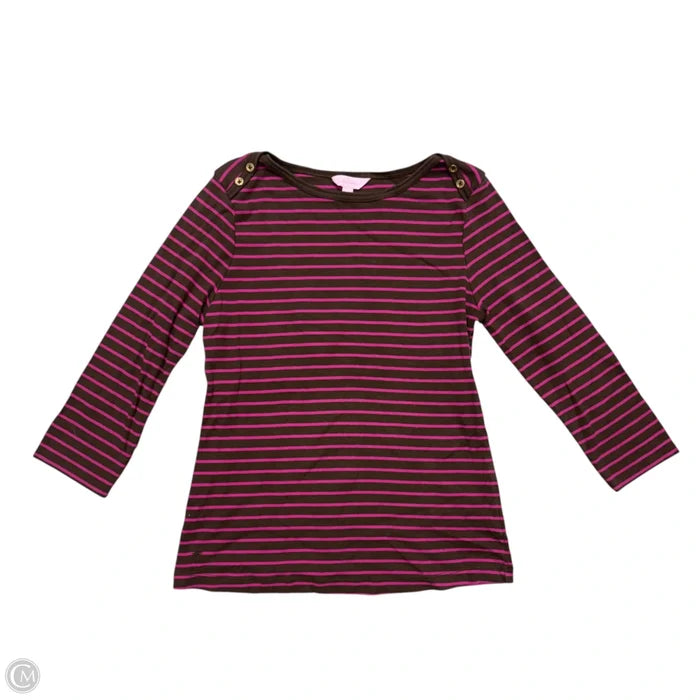 Top Long Sleeve Designer By Lilly Pulitzer In Brown & Pink, Size: M
