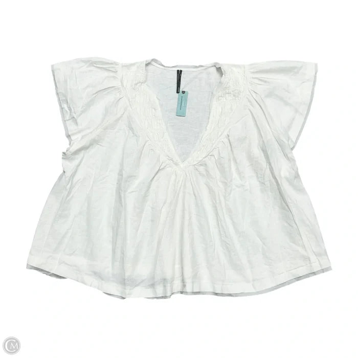 Top Short Sleeve By Anthropologie In Ivory, Size: 3x