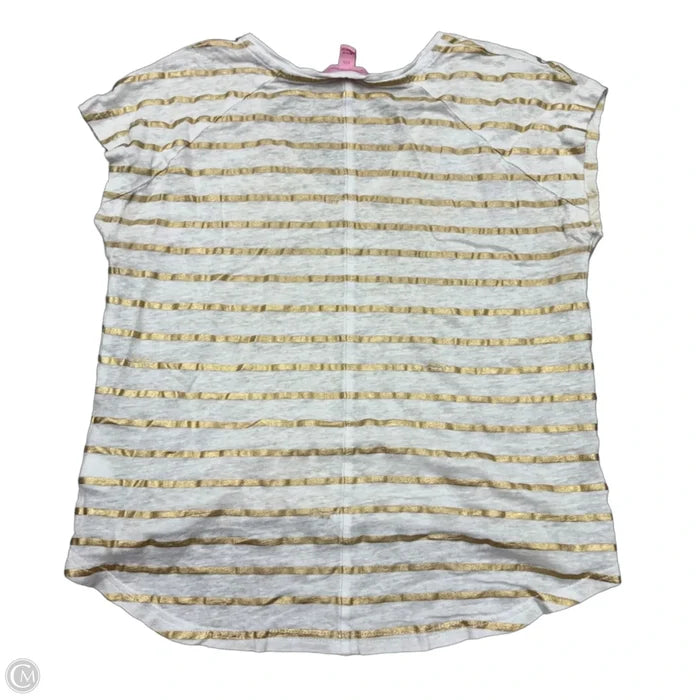 Top Short Sleeve Designer By Lilly Pulitzer In Gold & White, Size: Xxs