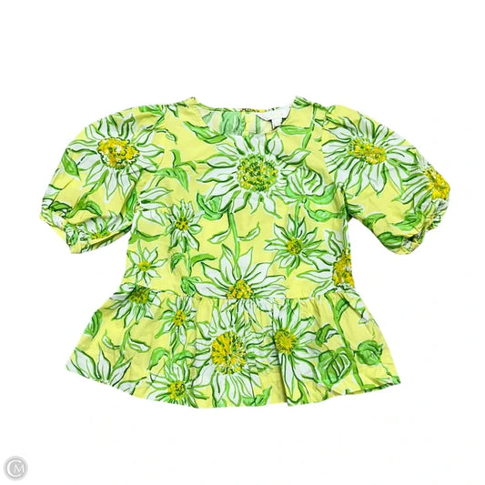 Top Short Sleeve Designer By Lilly Pulitzer In Green & Yellow, Size: Xxs