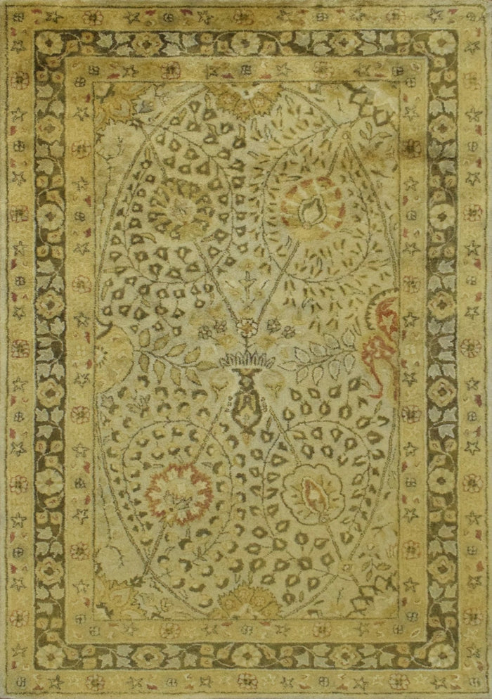 Luxury Antique Camel and Brown Floral Wool Area Rug | TUF29 - The Rug Decor
