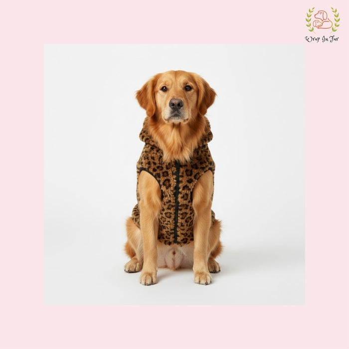 Trendy Leopard Fur Dog Hoodie Jacket – Cute Winter Clothes for Dogs