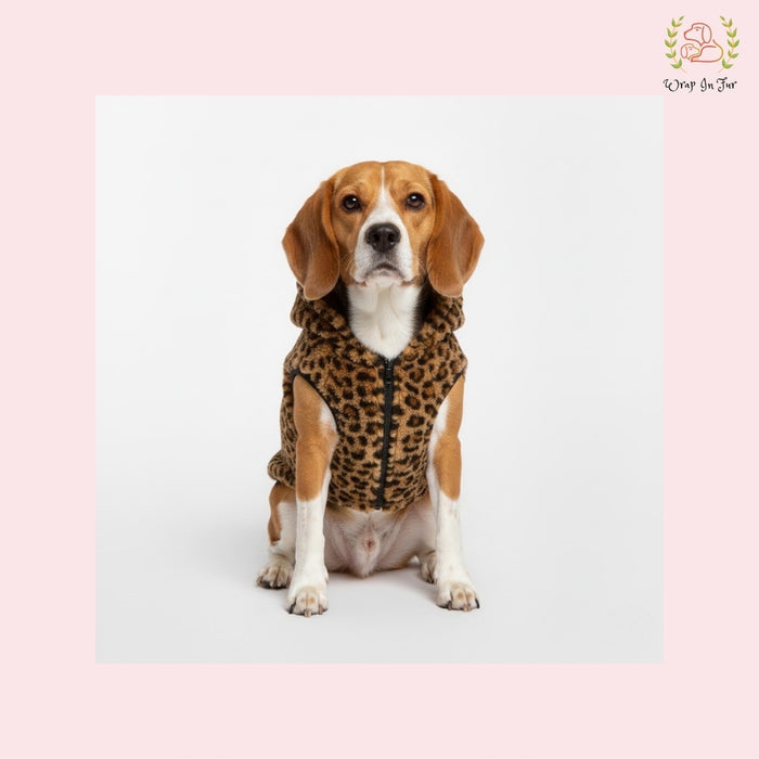 Trendy Leopard Fur Dog Hoodie Jacket – Cute Winter Clothes for Dogs