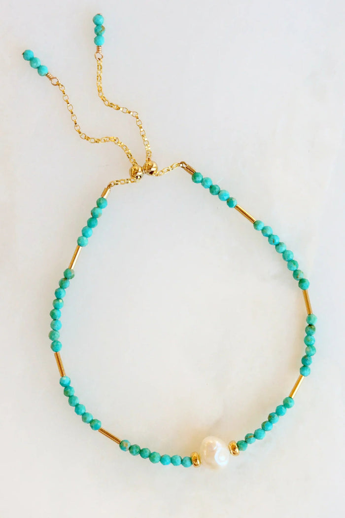 Turquoise Pearl Gold Bracelet | Mickey Lynn