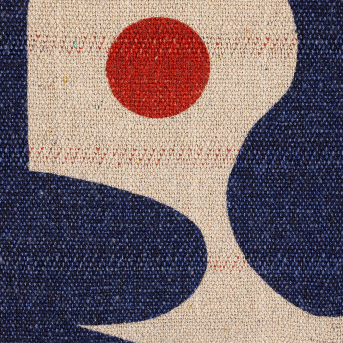 Two-Sided Blue, Red, and White Woven Recycled Cotton Blend Throw