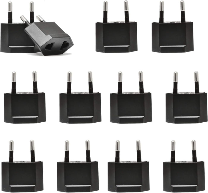 USA / N. America to Europe Travel Adapter - Non-Grounded (UP-12AE, 12 Pack)