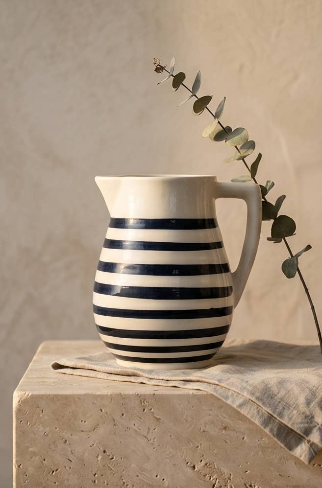 Veranda Black Striped Pitcher