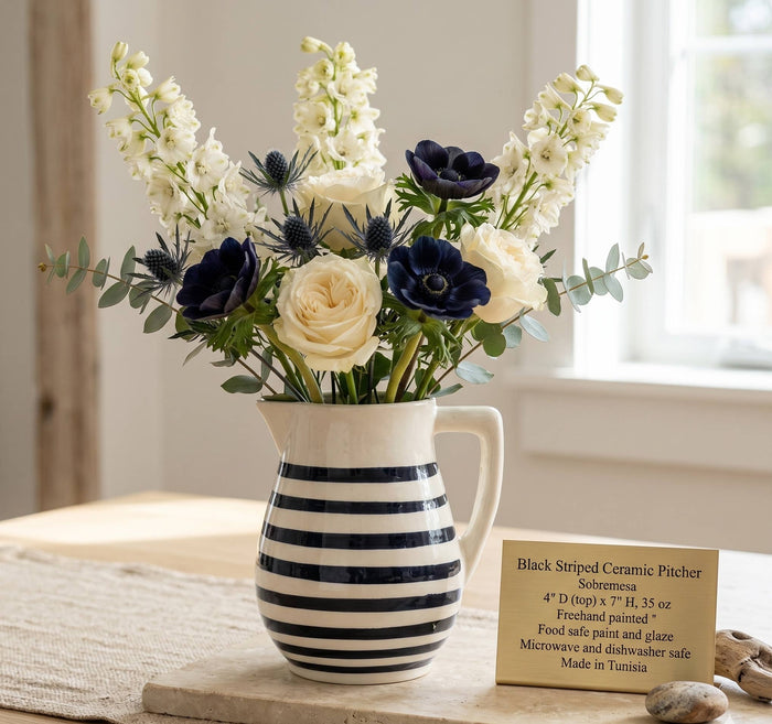 Veranda Black Striped Pitcher