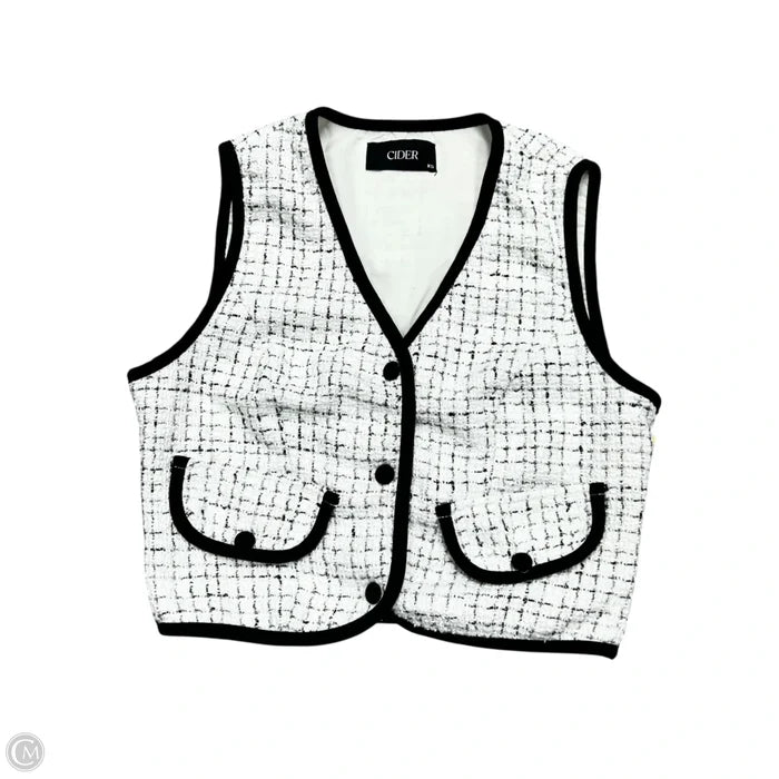 Vest Faux Fur & Sherpa By Cider In Black & White, Size: Xs