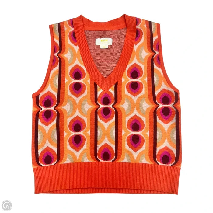 Vest Sweater By Maeve In Red & Tan, Size: Xs