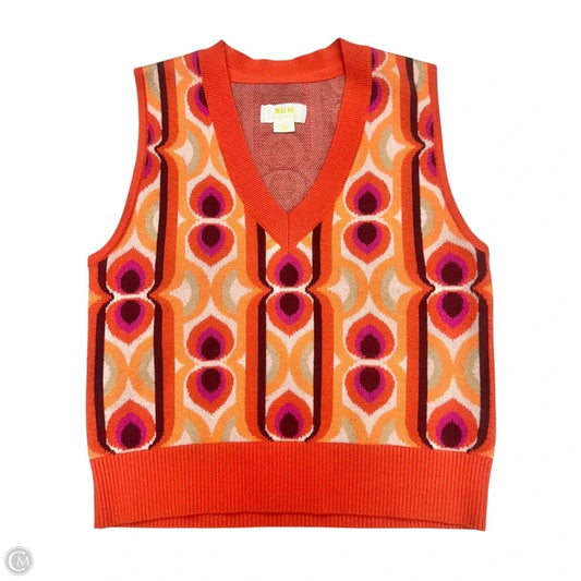Vest Sweater By Maeve In Red & Tan, Size: Xs