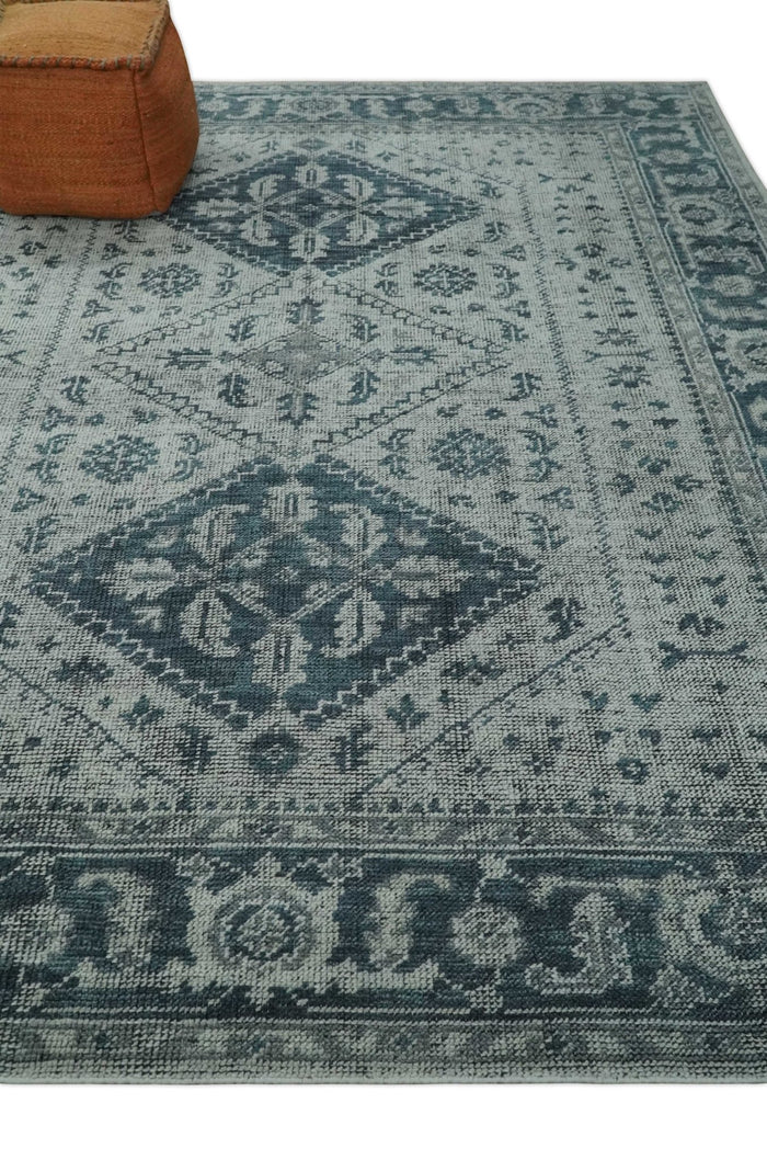 Vintage Distressed 3X5, 4X6, 5x8, 6x9, 8x10, 9x12 Hand Knotted Serapi Silver and Gray Traditional Antique Persian Area Rug | TRD2277 - The Rug Decor