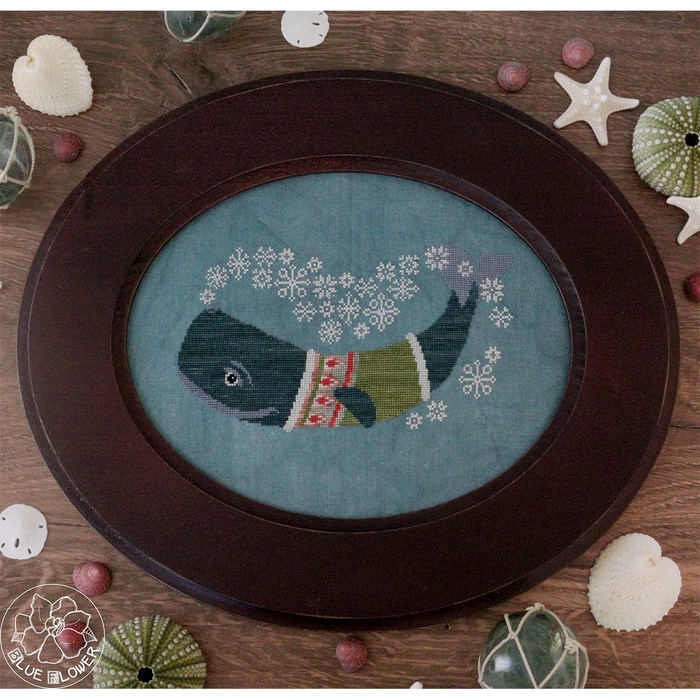 Winter Whale Cross Stitch Pattern-Stitched Modern