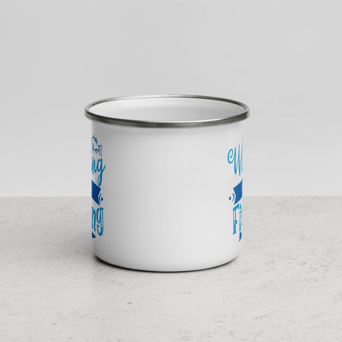 Wishing I Was Fishing Enamel Mug - Bloom Seventy Seven