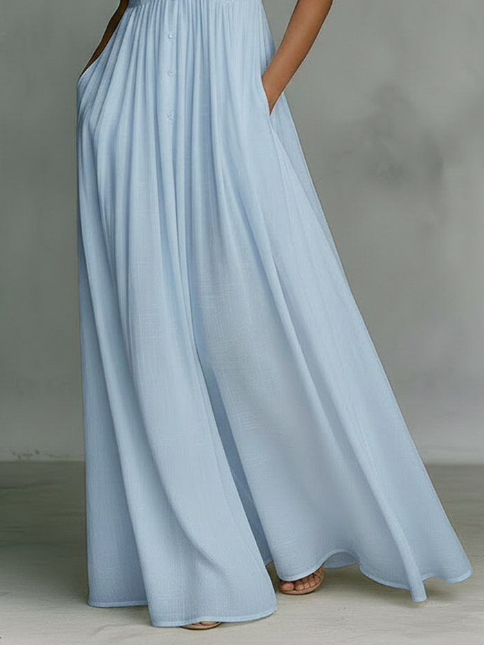 Women's Minimalist Cotton-linen Blend Sleeveless Maxi Dress MDZ2615B6Y