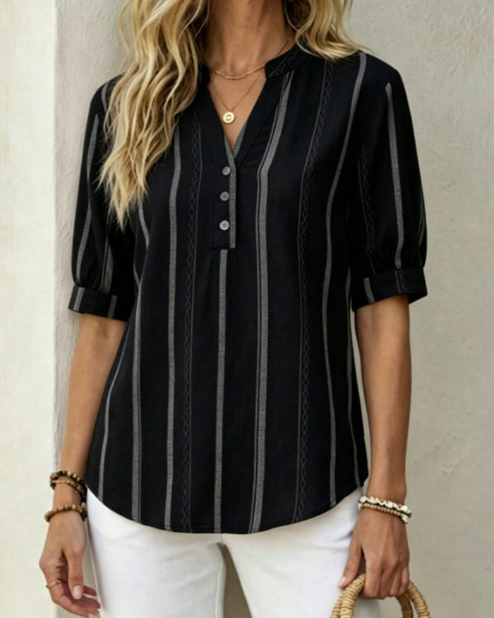 Women's Striped Button-Up Shirt