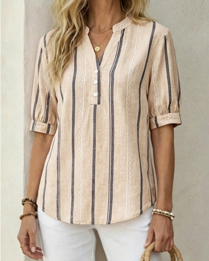 Women's Striped Button-Up Shirt