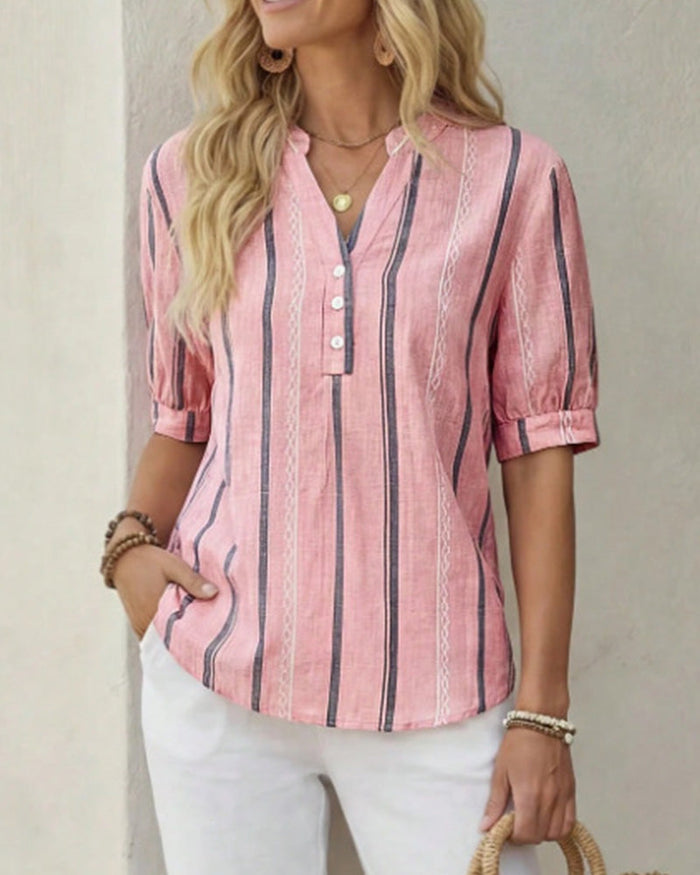 Women's Striped Button-Up Shirt