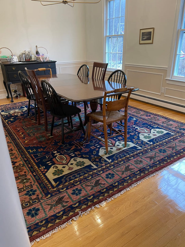 Wool Traditional Antique Style Wool Red and Blue Area Rug - The Rug Decor