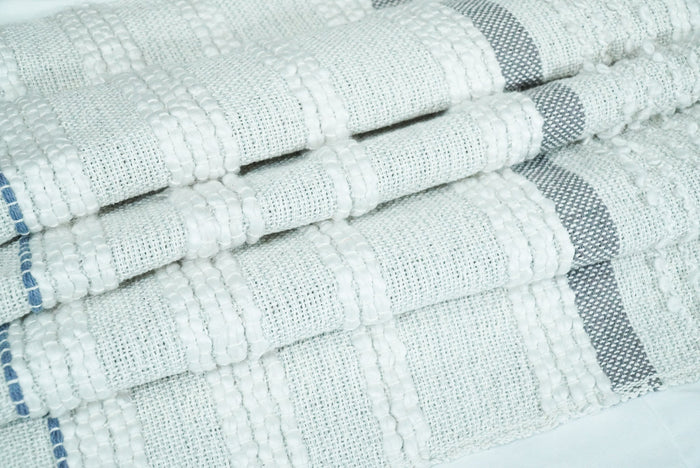 Woven Pastel Green, Gray, and Blue Cotton Throw Blanket - The Rug Decor
