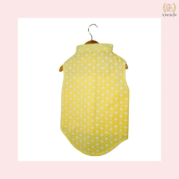 Yellow Nawab Dog Kurta Vest - Premium Embroidered Indian Dog Ethnic Wear
