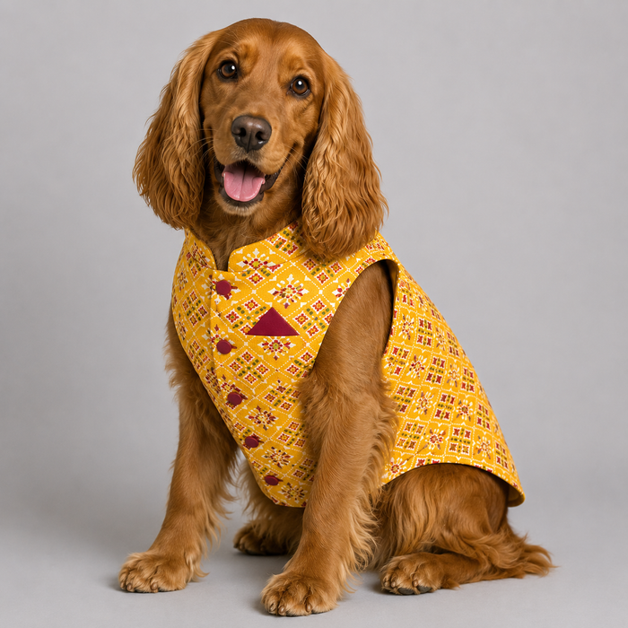 Yellow Patola Dog Sherwani